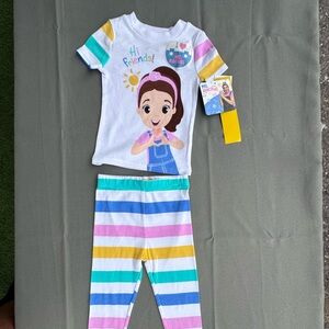 Rachel Kids Pajama Set - White with Multicolor Stripes